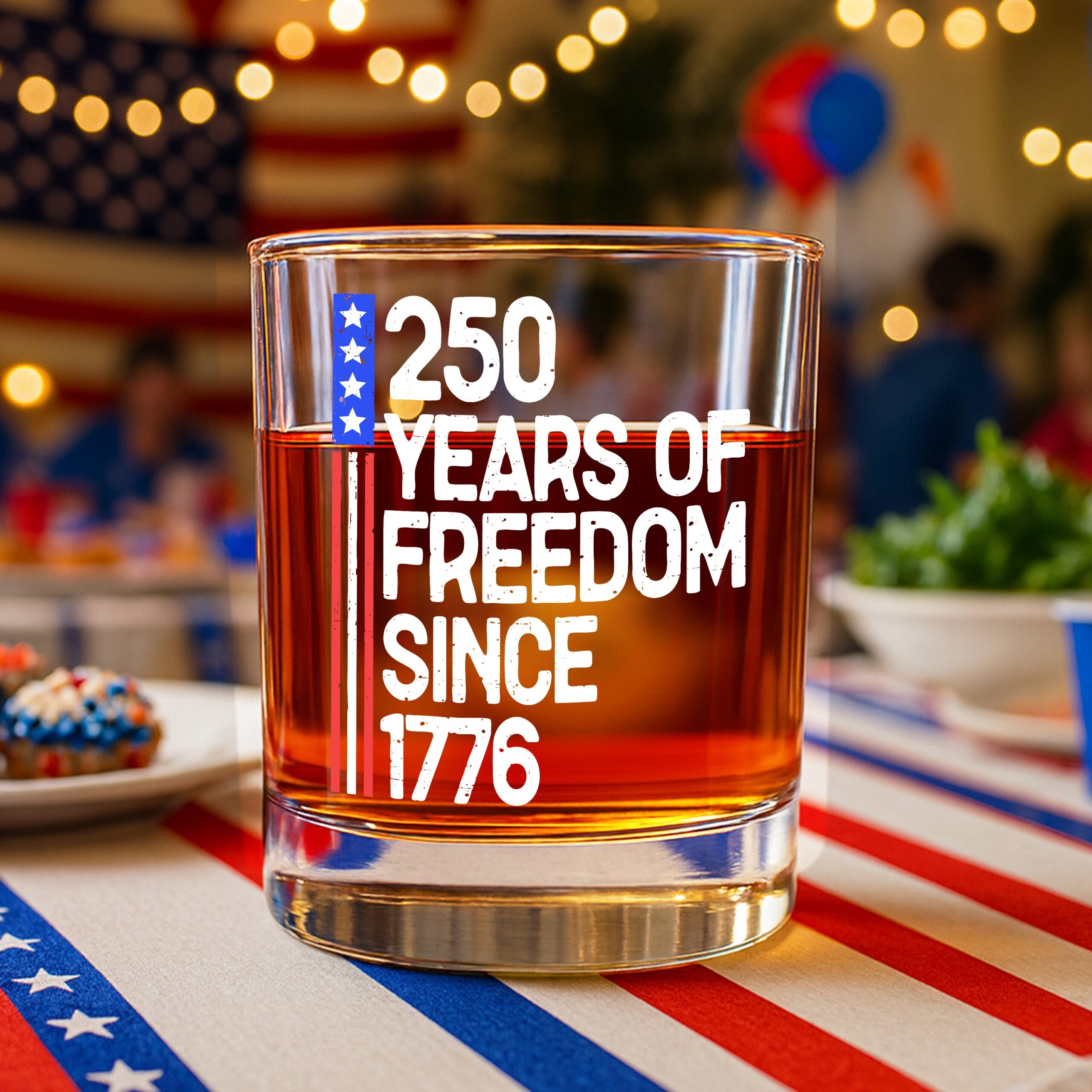 250 Years Of Freedom 250th Birthday America Flag 4th Of July Whiskey Glass HO82 894798 - Image 4