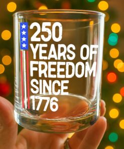Alternative view of 250 Years Of Freedom 250th Birthday America Flag 4th Of July Whiskey Glass