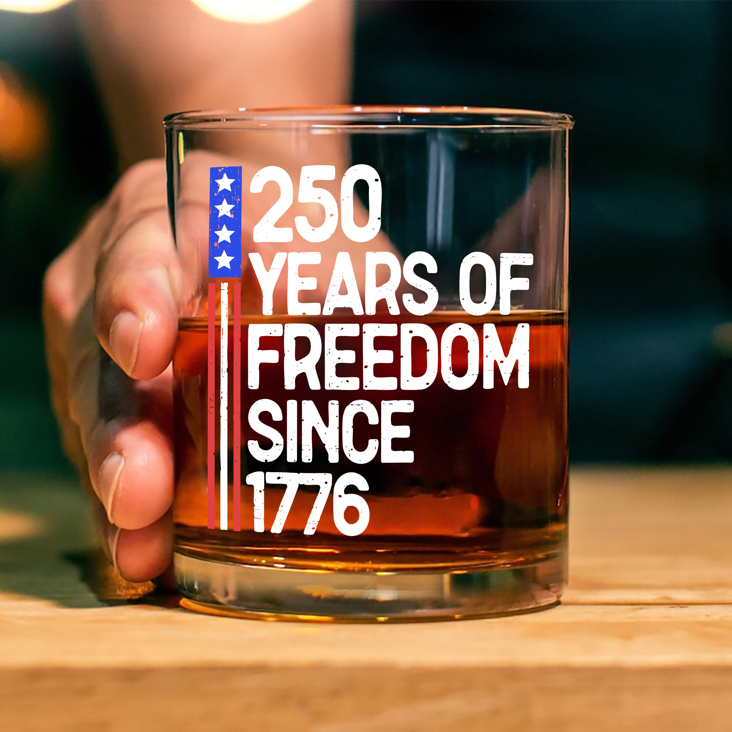 250 Years Of Freedom 250th Birthday America Flag 4th Of July Whiskey Glass HO82 894798 - Image 3