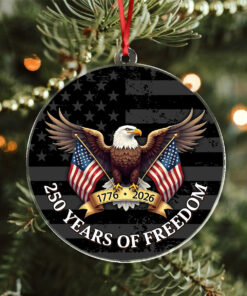 Alternative view of 250 Years of Freedom Acrylic Ornament 250th Anniversary USA 1776-2026 Ornament