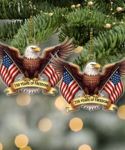 Alternative view of 250 Years of Freedom Acrylic Ornament | Happy 250th Birthday America | 4th of July Christmas Ornament