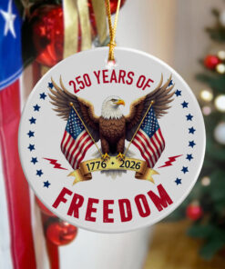 Alternative view of 250 Years Of Freedom America Eagle Ceramic Ornament