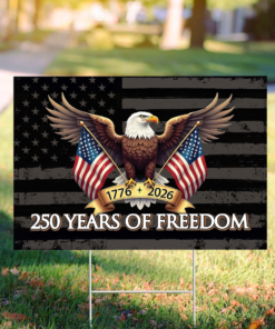 Alternative view of 250 Years of Freedom American Yard Sign USA 250th Anniversary 1776-2026 Garden Sign