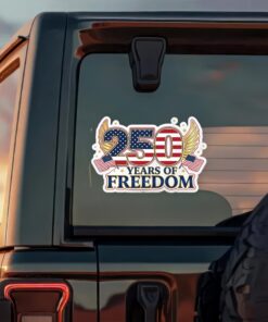 Alternative view of 250 Years Of Freedom Car Window Decal Sticker