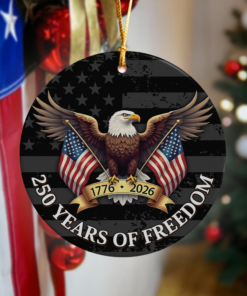 Alternative view of 250 Years of Freedom Ceramic Ornament 250th Anniversary USA 1776-2026 Ornament