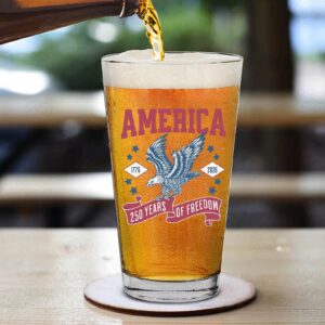 Alternative view of 250 Years Of Freedom Glass | Happy 250th Birthday USA Glass | America 250th Anniversary | Patriotic Bald Eagle Whiskey Glass Beer Glass 682586