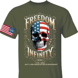 Alternative view of 250 Years Of Freedom Infinity Shirt | Happy 250th Birthday USA | Patriotic 4th Of July Tee | America 250th Anniversary | Independence Day Shirt 682570