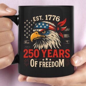 Alternative view of 250 Years Of Freedom Mug | Happy 250th Birthday USA | America 250th Anniversary Black Mug 682533