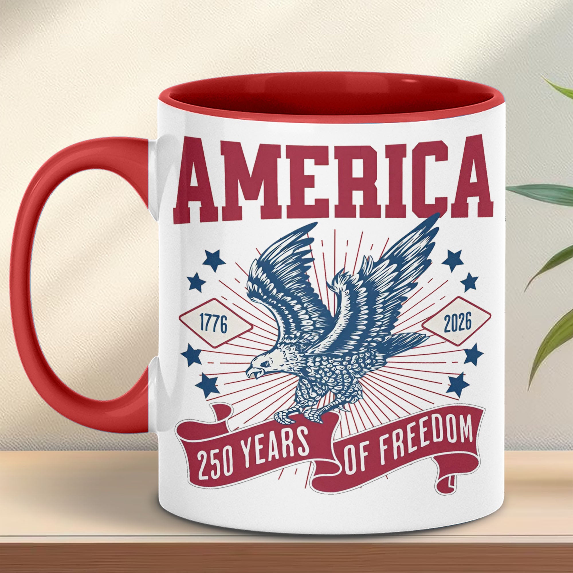 250 Years Of Freedom Mug | Happy 250th Birthday USA | America 250th Anniversary Mug | Patriotic Bald Eagle White Mug Accent Mug 682586 - Image 8