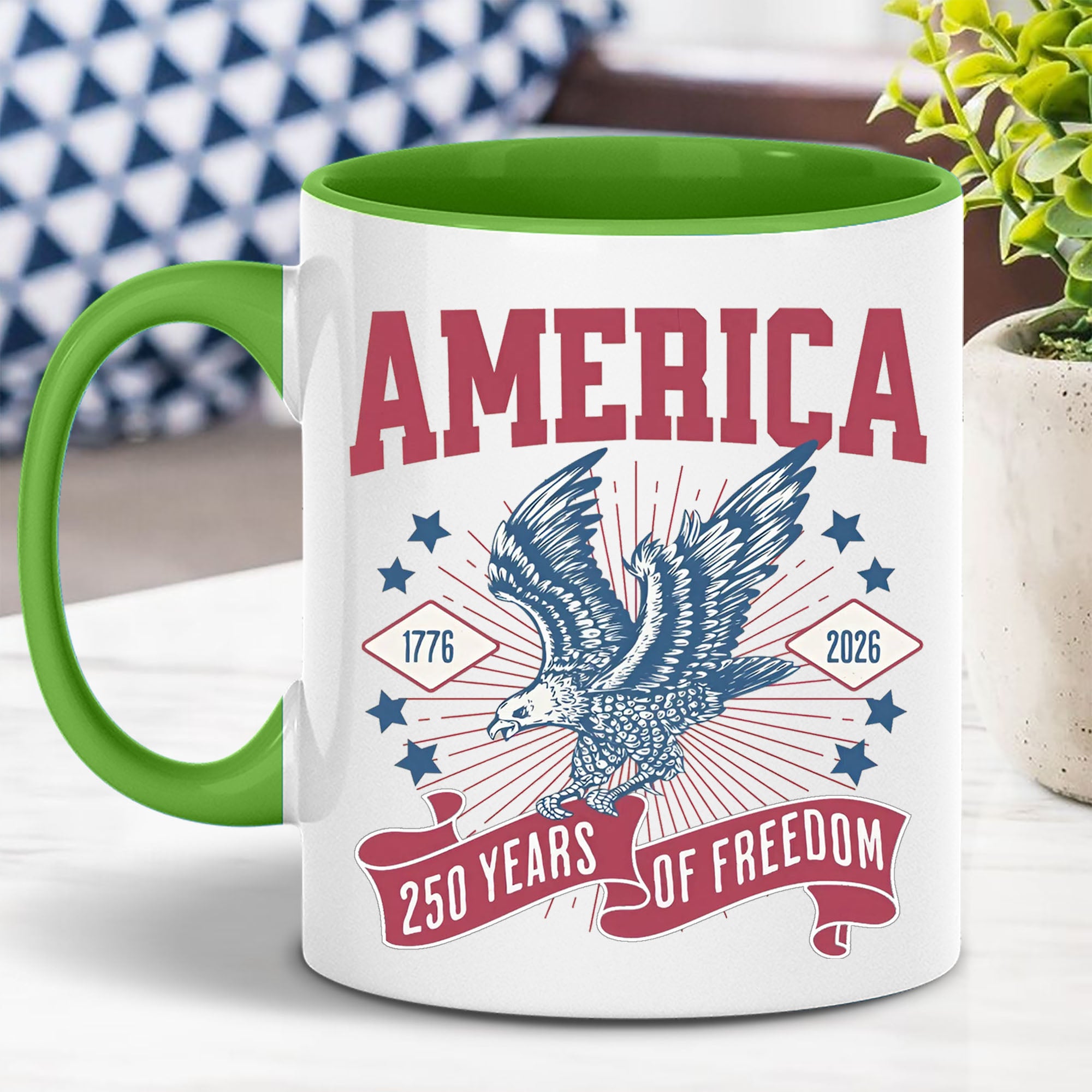 250 Years Of Freedom Mug | Happy 250th Birthday USA | America 250th Anniversary Mug | Patriotic Bald Eagle White Mug Accent Mug 682586 - Image 7