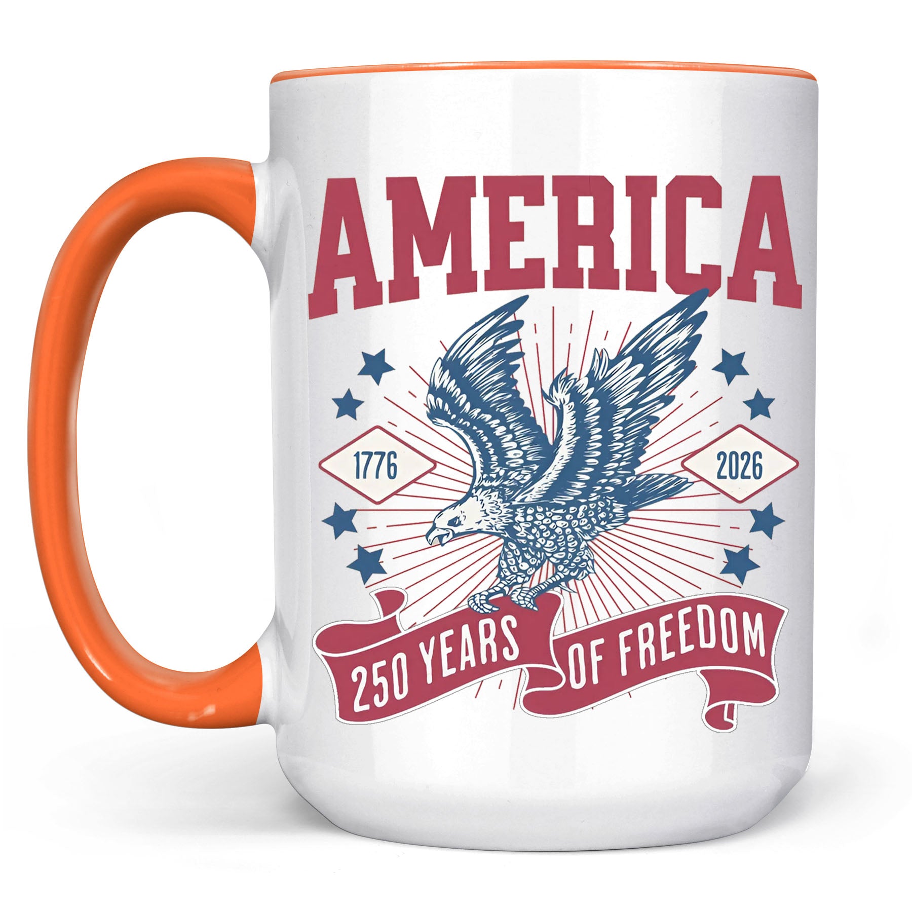 250 Years Of Freedom Mug | Happy 250th Birthday USA | America 250th Anniversary Mug | Patriotic Bald Eagle White Mug Accent Mug 682586 - Image 13