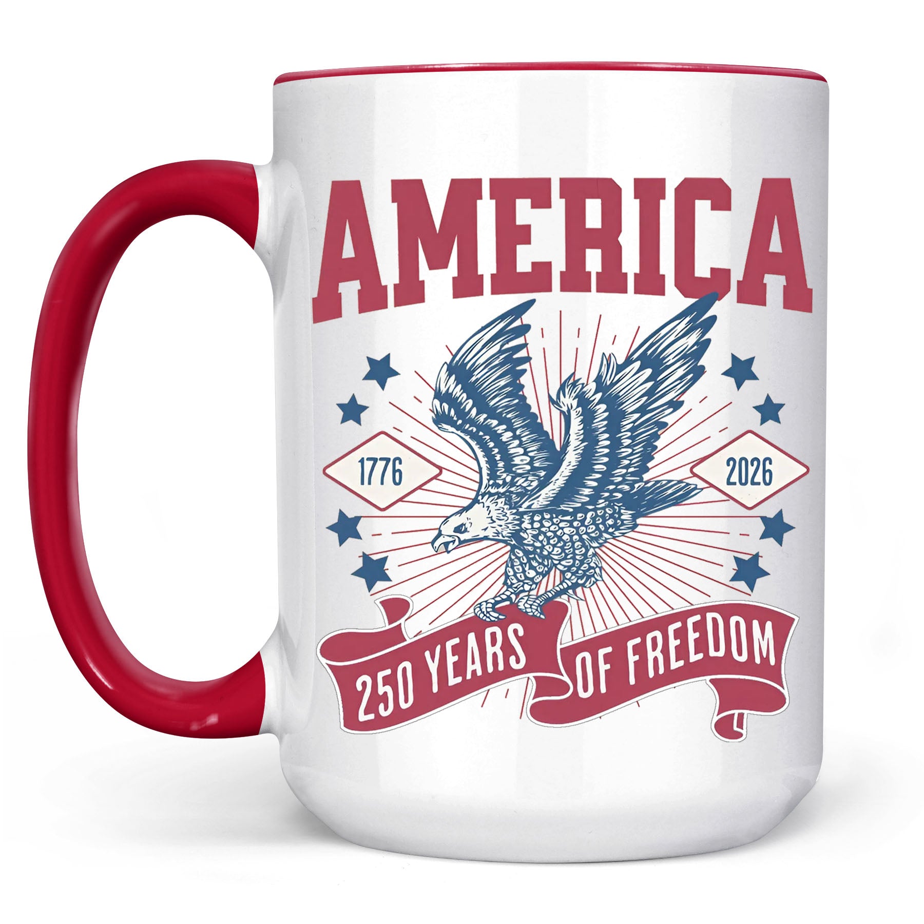 250 Years Of Freedom Mug | Happy 250th Birthday USA | America 250th Anniversary Mug | Patriotic Bald Eagle White Mug Accent Mug 682586 - Image 5