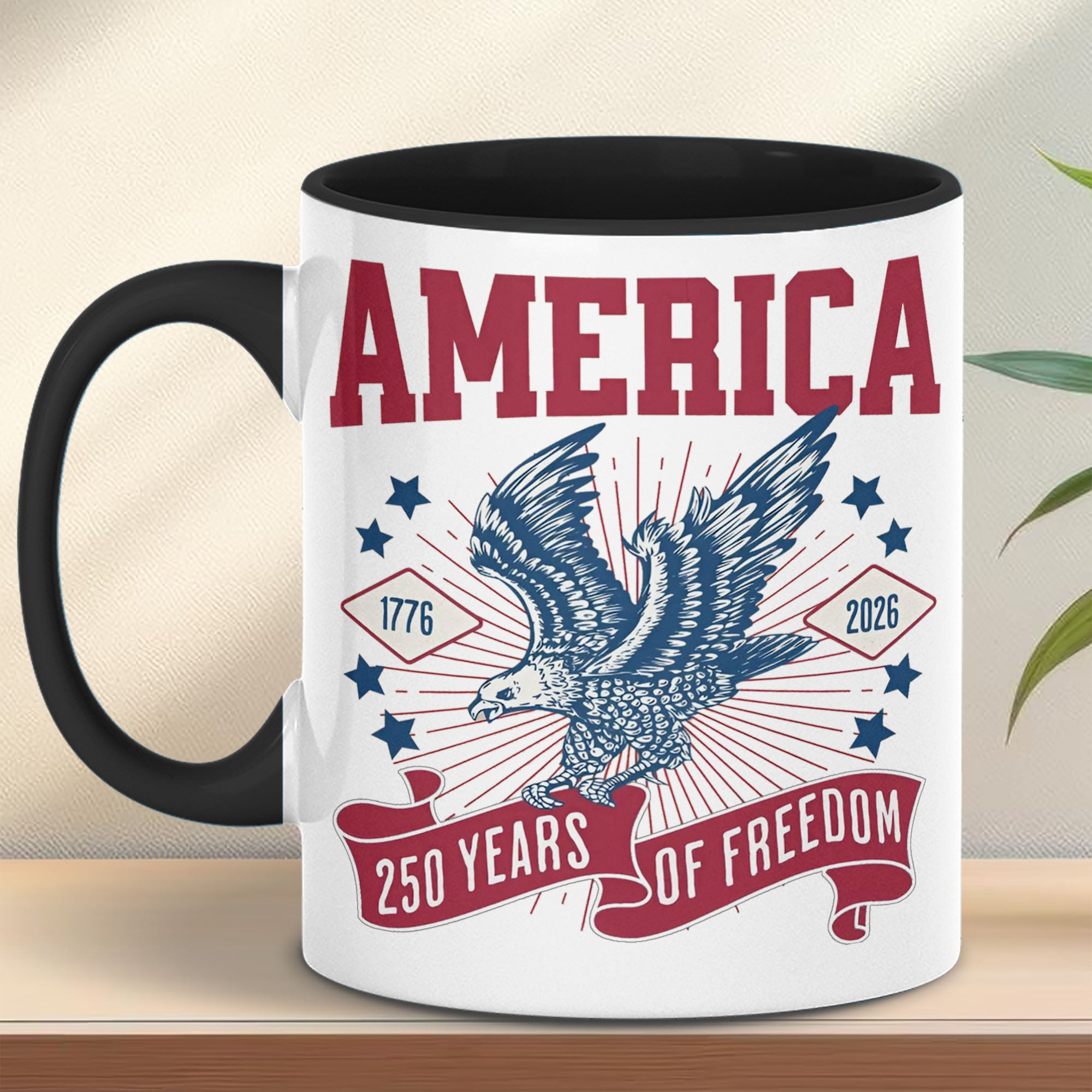 250 Years Of Freedom Mug | Happy 250th Birthday USA | America 250th Anniversary Mug | Patriotic Bald Eagle White Mug Accent Mug 682586 - Image 4