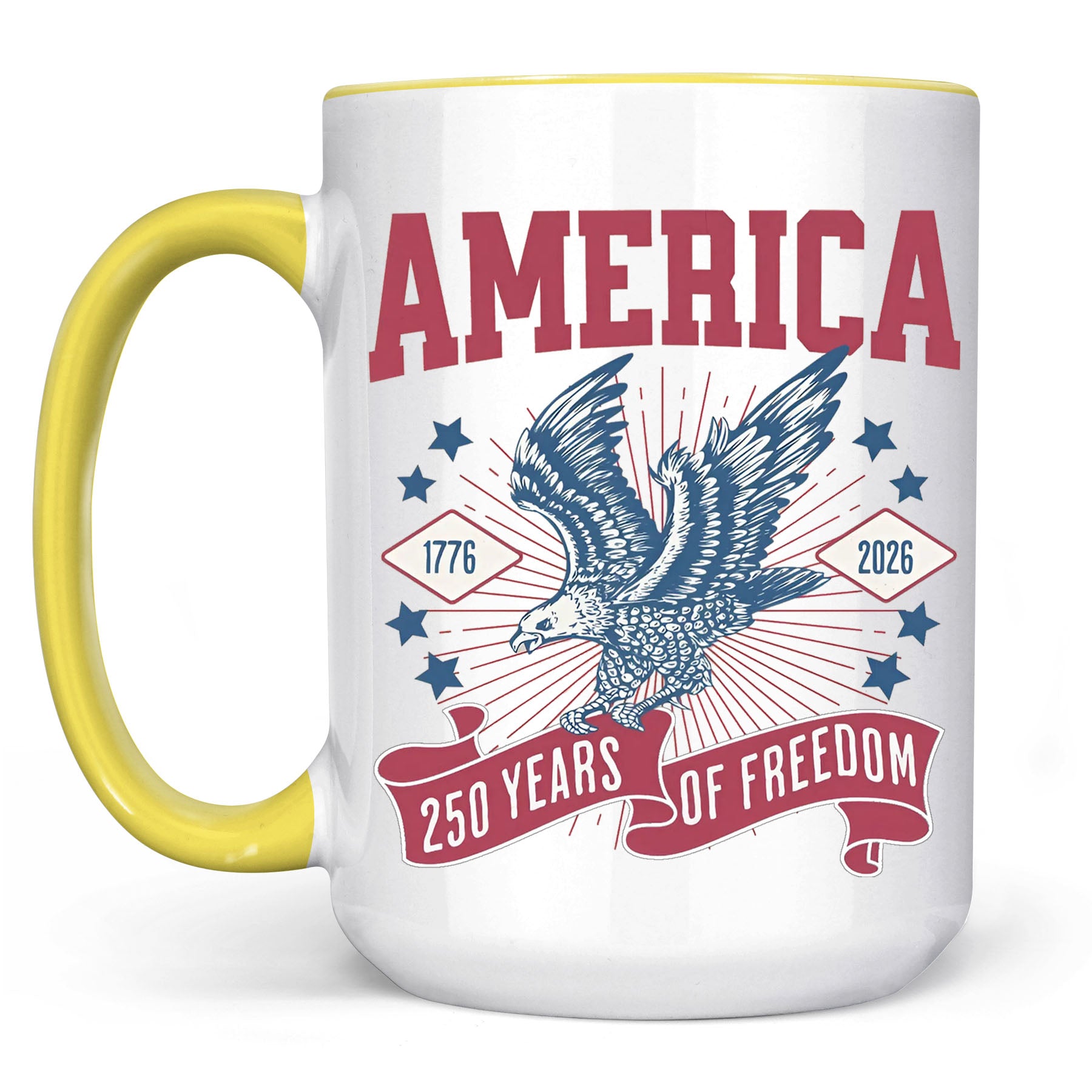 250 Years Of Freedom Mug | Happy 250th Birthday USA | America 250th Anniversary Mug | Patriotic Bald Eagle White Mug Accent Mug 682586 - Image 10