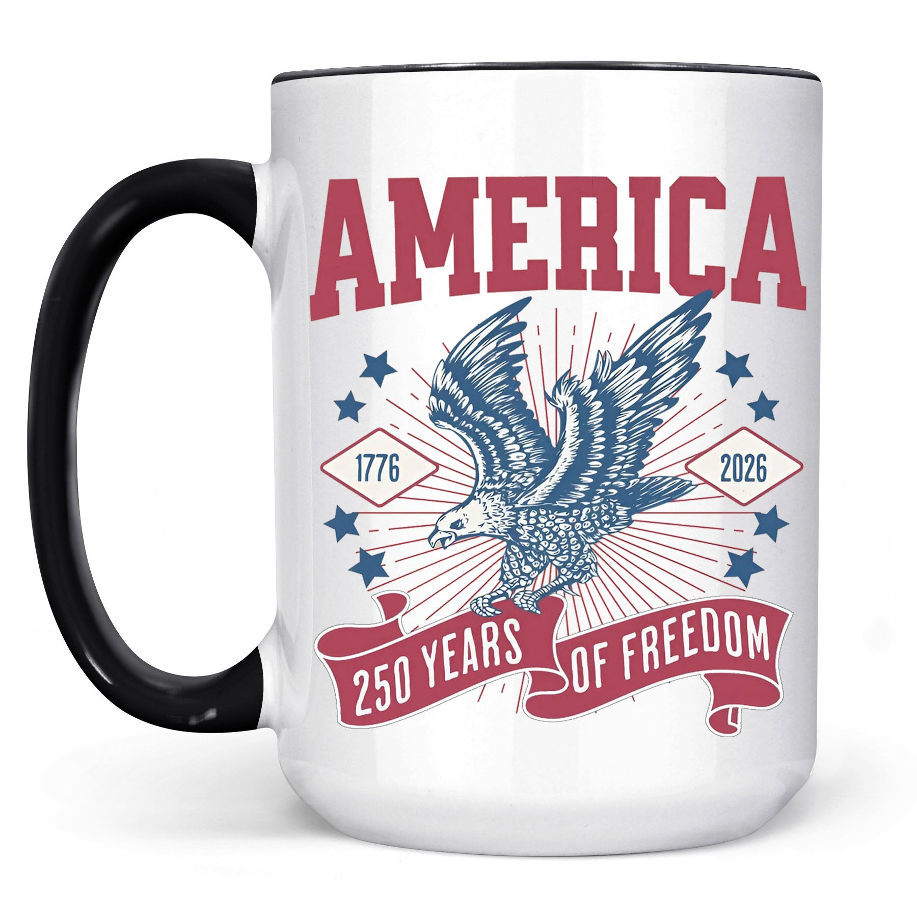 250 Years Of Freedom Mug | Happy 250th Birthday USA | America 250th Anniversary Mug | Patriotic Bald Eagle White Mug Accent Mug 682586 - Image 9