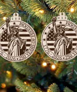 Alternative view of 250 Years Of Freedom Ornament | 250th Anniversary United States Wooden Patriotic Ornament | America 1776-2026 Gift