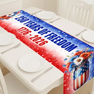 250 Years of Freedom Patriotic Table Runner | Red White and Blue Floral Decor | Independence Day Home Decoration 683642