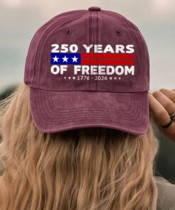 Alternative view of 250 Years of Freedom Printed Vintage Washed Denim Baseball Cap | America 250 Anniversary Hat