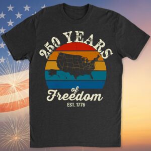 Alternative view of 250 Years Of Freedom Retro Map Shirt | Happy 250th Birthday USA | Patriotic 4th Of July Tee | America 250th Anniversary | Independence Day Shirt 682569