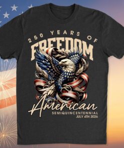 Alternative view of 250 Years Of Freedom Shirt | Happy 250th Birthday USA Shirt | America 250th Anniversary Tee | American Semiquincentennial 4th Of July T-Shirt