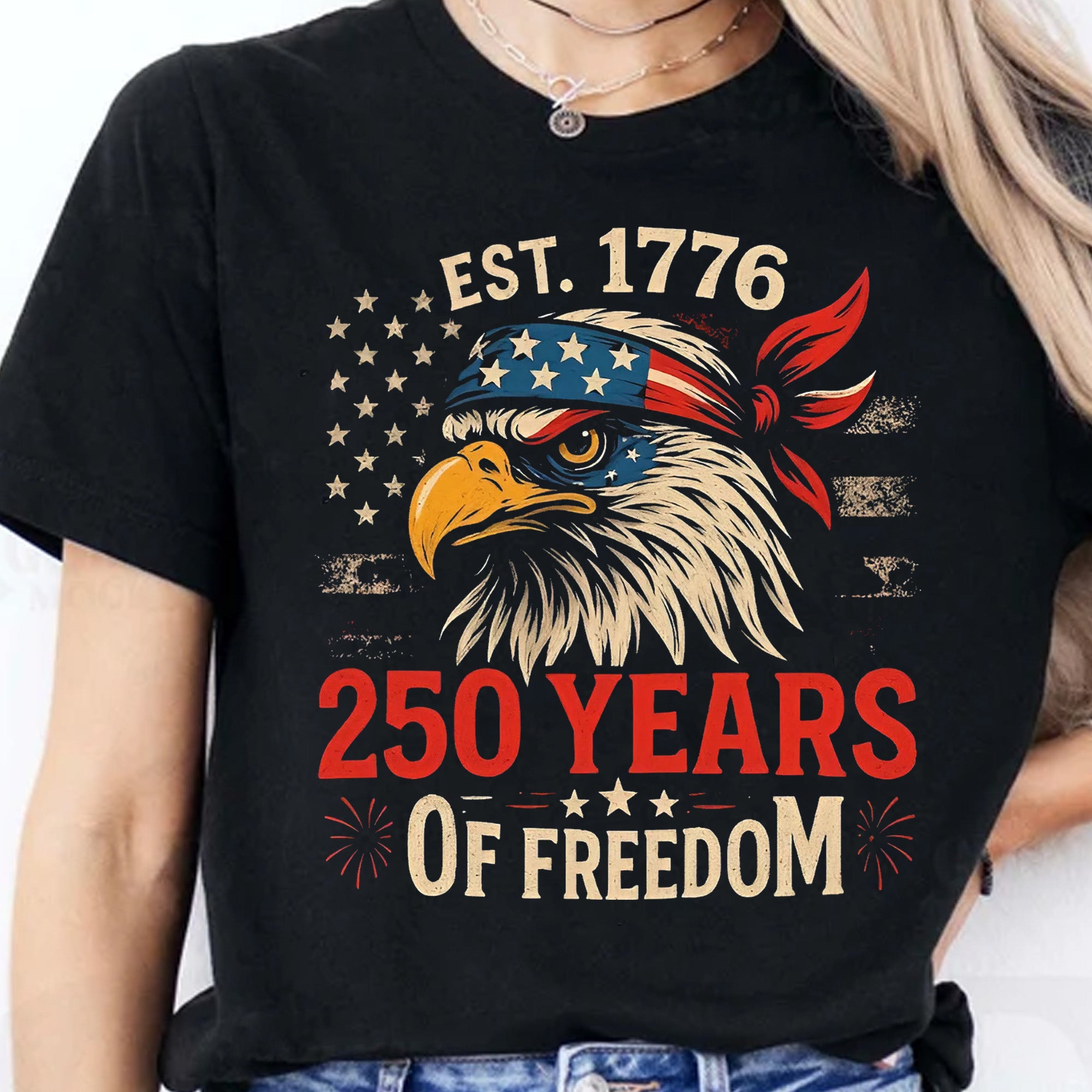 250 Years Of Freedom Shirt | Happy 250th Birthday USA Shirt | America 250th Anniversary Tee | US Flag Vintage Style T-Shirt 682533 - Image 7