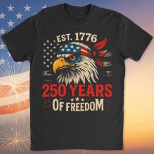 Alternative view of 250 Years Of Freedom Shirt | Happy 250th Birthday USA Shirt | America 250th Anniversary Tee | US Flag Vintage Style T-Shirt 682533