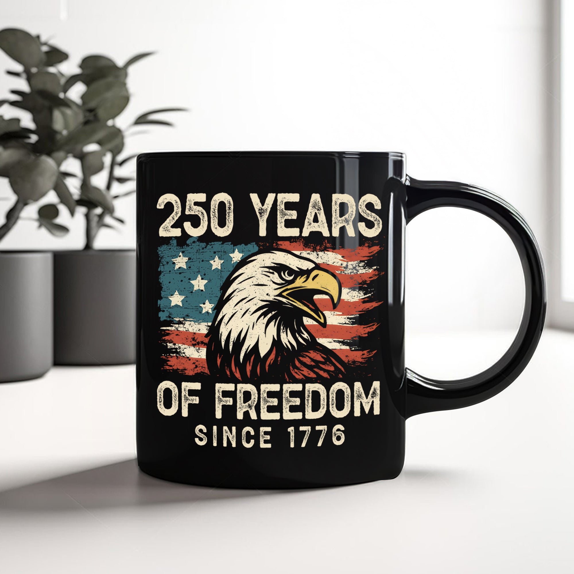 250 Years Of Freedom Since 1776 USA Bald Eagle America Flag Black Mug HA75 897370 - Image 8