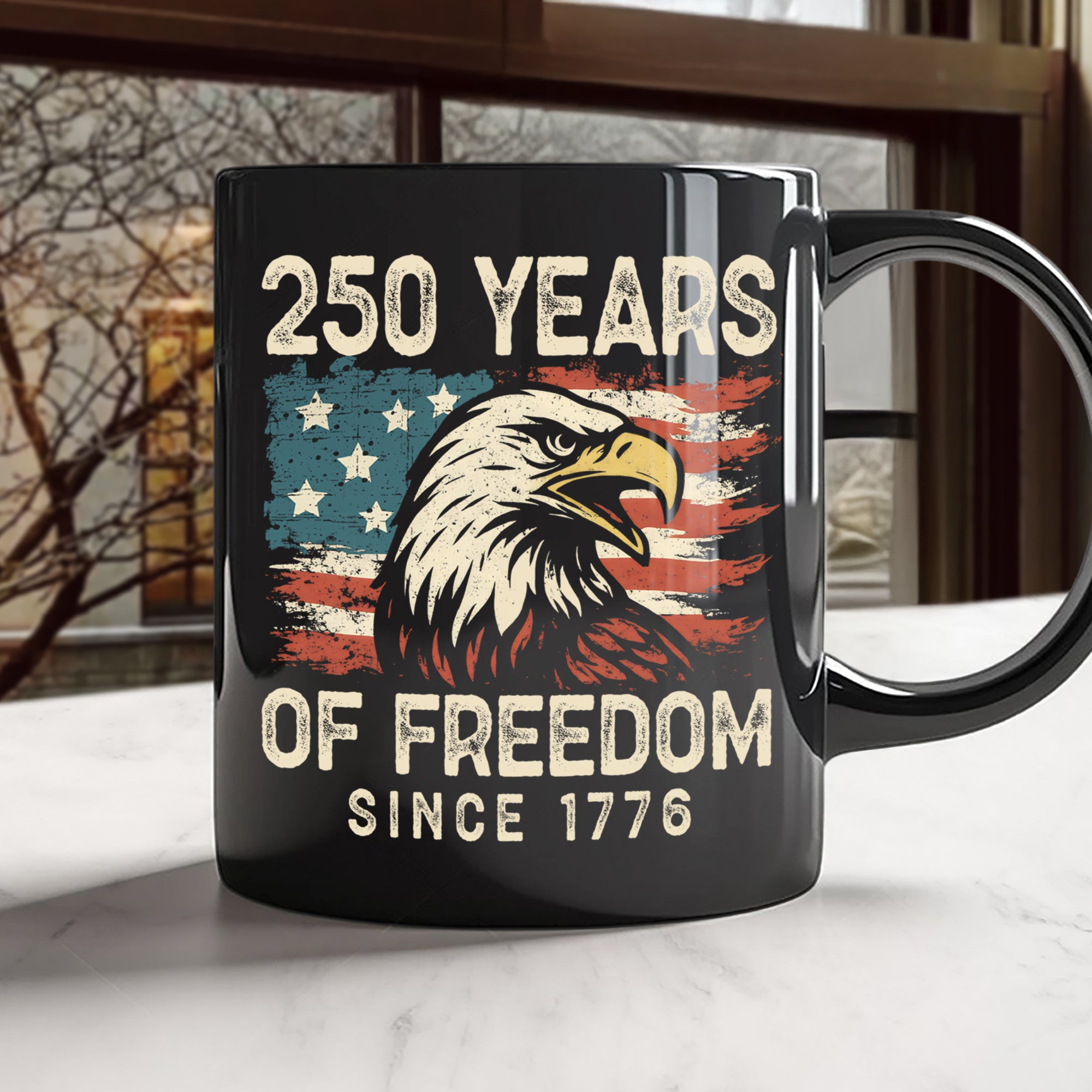 250 Years Of Freedom Since 1776 USA Bald Eagle America Flag Black Mug HA75 897370 - Image 9