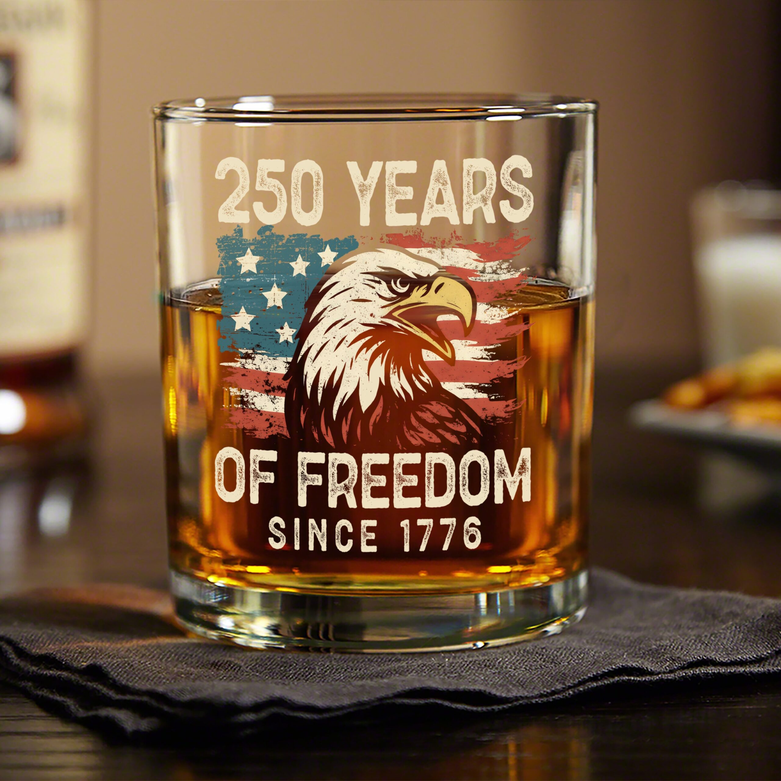 250 Years Of Freedom Since 1776 USA Bald Eagle America Flag Whiskey Glass HA75 897376 - Image 9