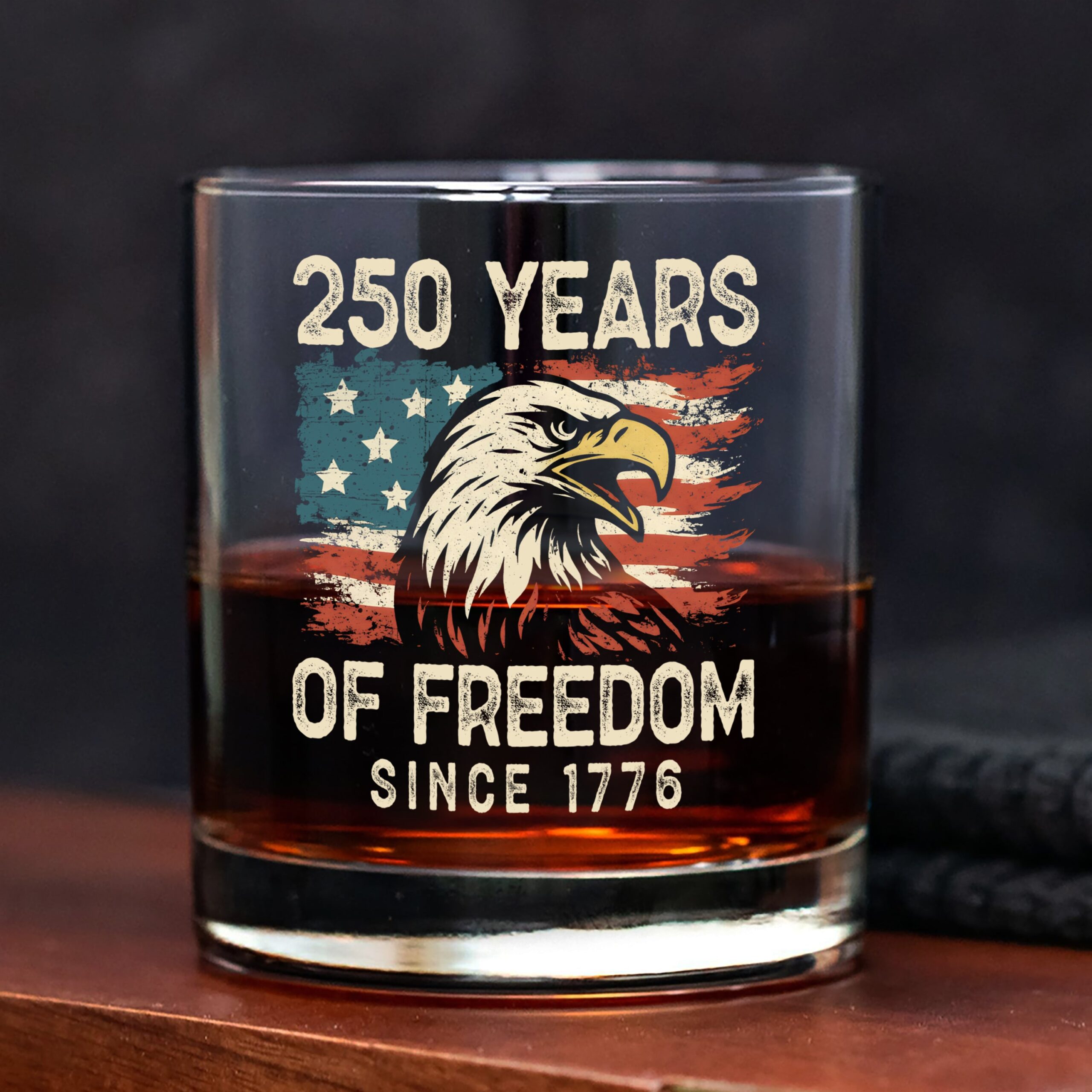 250 Years Of Freedom Since 1776 USA Bald Eagle America Flag Whiskey Glass HA75 897376 - Image 6