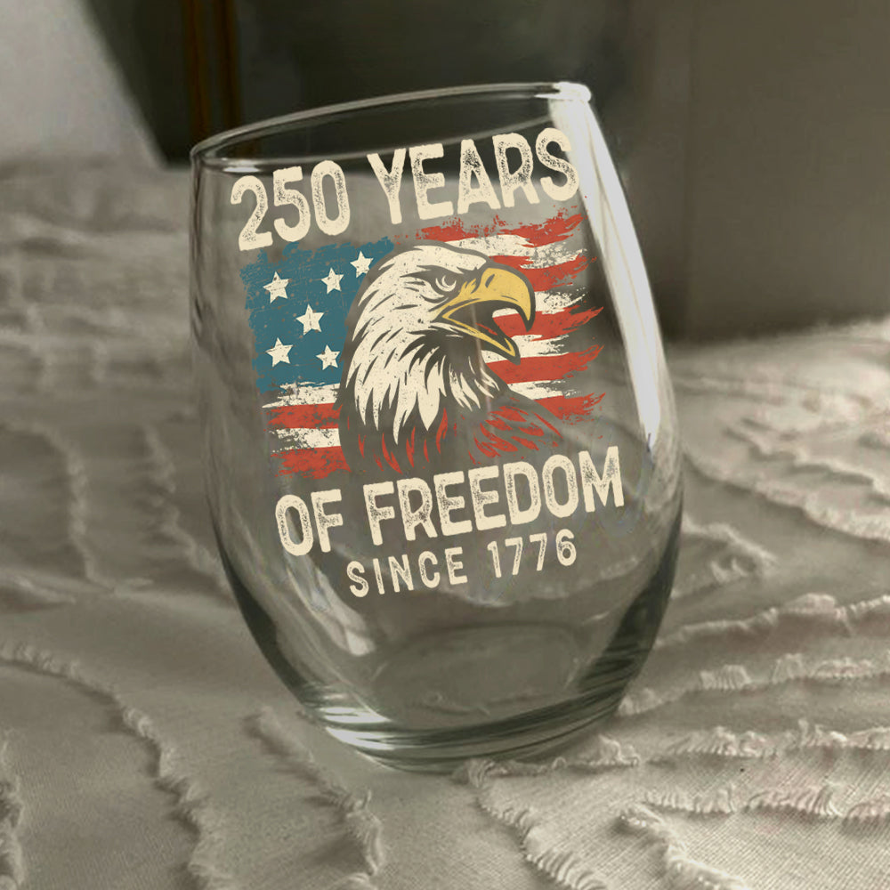 250 Years Of Freedom Since 1776 USA Bald Eagle America Flag Wine Glass HA75 897378 - Image 4