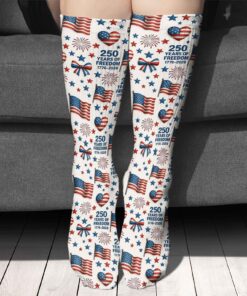 250 Years Of Freedom Socks | Patriotic 1776-2026 Socks | Happy 250th Birthday Socks For Christmas