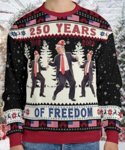 250 Years Of Freedom Sweatshirt, Funny Trump Dancing Ugly Sweater, Happy 250th Birthday USA, America 250th Anniversary, Christmas All-Over-Printed Sweatshirt