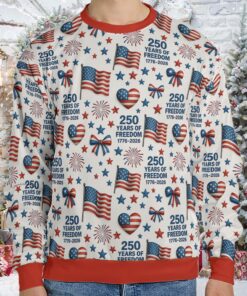 Alternative view of 250 Years of Freedom Ugly Sweater | Patriotic 1776-2026 Christmas All-Over-Printed Sweatshirt
