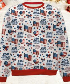 250 Years of Freedom Ugly Sweater | Patriotic 1776-2026 Christmas All-Over-Printed Sweatshirt