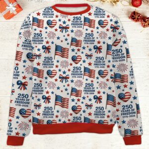 250 Years of Freedom Ugly Sweater | Patriotic 1776â€“2026 Christmas All-Over-Printed Sweatshirt 683443