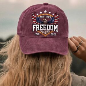 Alternative view of 250 Years of Freedom Vintage Washed Denim Baseball Cap | Patriotic 1776â€“2026 Anniversary Hat 683696