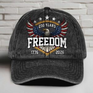 250 Years of Freedom Vintage Washed Denim Baseball Cap | Patriotic 1776â€“2026 Anniversary Hat 683696