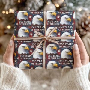 Alternative view of 250 Years Of Freedom Wrapping Paper, 250 Years Anniversary Wrapping Paper, Wrapping Paper For Christmas 683457