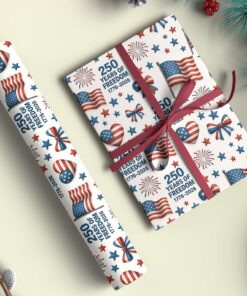 Alternative view of 250 Years of Freedom Wrapping Paper, Patriotic 1776-2026 Wrapping Paper, Christmas Wrapping Paper
