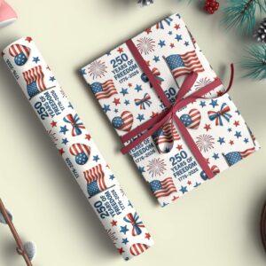 Alternative view of 250 Years of Freedom Wrapping Paper, Patriotic 1776â€“2026 Wrapping Paper, Christmas Wrapping Paper 683443