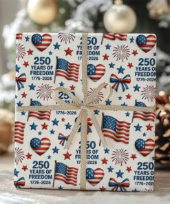250 Years of Freedom Wrapping Paper, Patriotic 1776-2026 Wrapping Paper, Christmas Wrapping Paper
