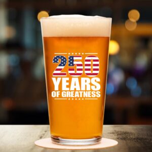 Alternative view of 250 Years Of Greatness Glass| America 250 Anniversary | Happy 250th Birthday USA | Patriotic 4th Of July Whiskey Glass Beer Glass 682670