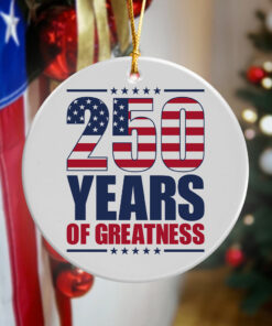 Alternative view of 250 Years of Greatness USA Flag Patriotic 1776-2026 Anniversary Ceramic Ornament