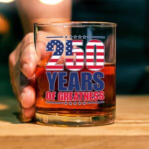Alternative view of 250 Years of Greatness USA Flag Patriotic 1776-2026 Anniversary Whiskey Glass LM32 895223