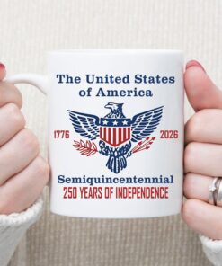 Alternative view of 250 Years of Independence Mug | Happy 250th Birthday USA Mug | America 250th Anniversary White Mug Accent Mug