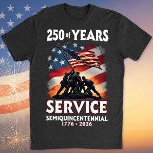 Alternative view of 250 Years Of Service Semiquincentennial Shirt | Happy 250th Birthday USA | Patriotic 4th Of July Tee | America 250th Anniversary | Independence Day Shirt 682491