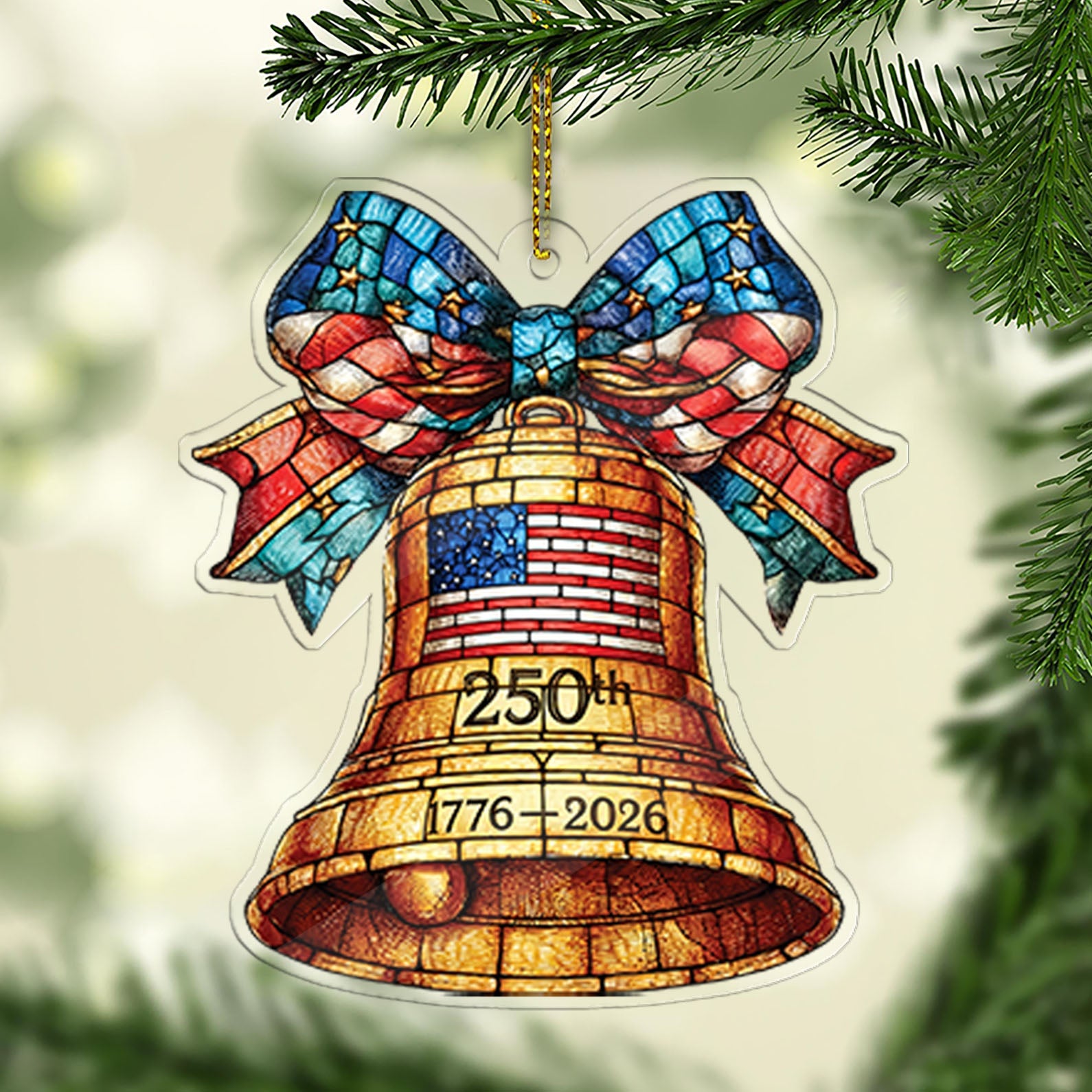 250 Years of the USA Acrylic Ornament | 1776â€“2026 Liberty Bell Ornament for Christmas Decor 683252