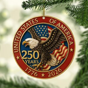 250 Years of the USA Acrylic Ornament | 250 Years Anniversary of America 1776â€“2026 Ornament for Christmas Decor 683329