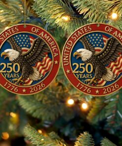 Alternative view of 250 Years of the USA Acrylic Ornament | 250 Years Anniversary of America 1776â€“2026 Ornament for Christmas Decor